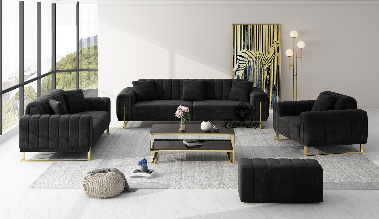  Luxus Designer Sofa Loft Style Stripes