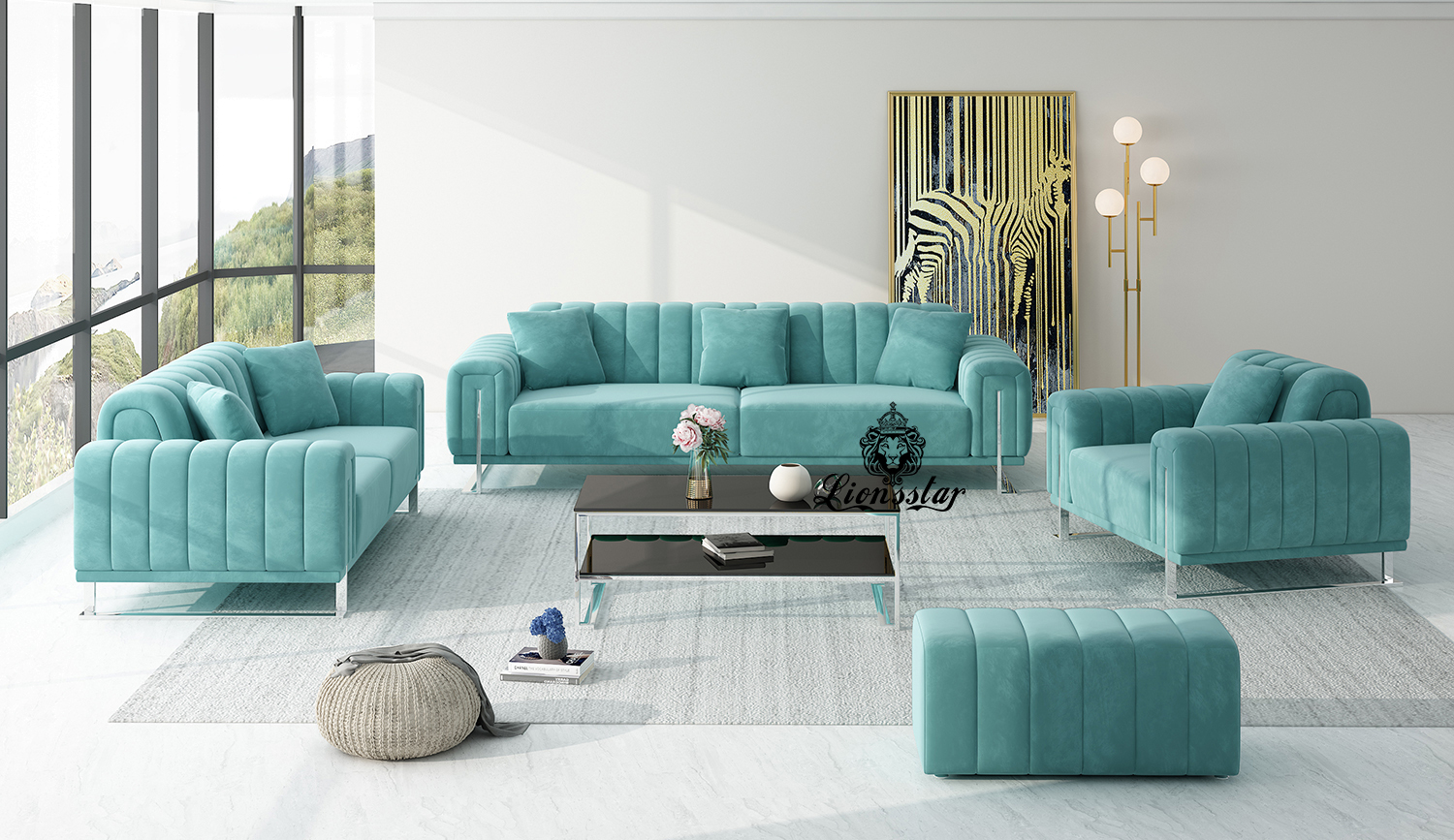  Luxus Designer Sofa Loft Style Stripes