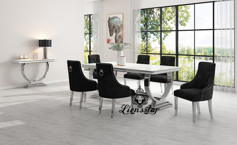 Luxus Esstisch Set Loft Design Silver Luxus Esstisch Set Loft Design Silver