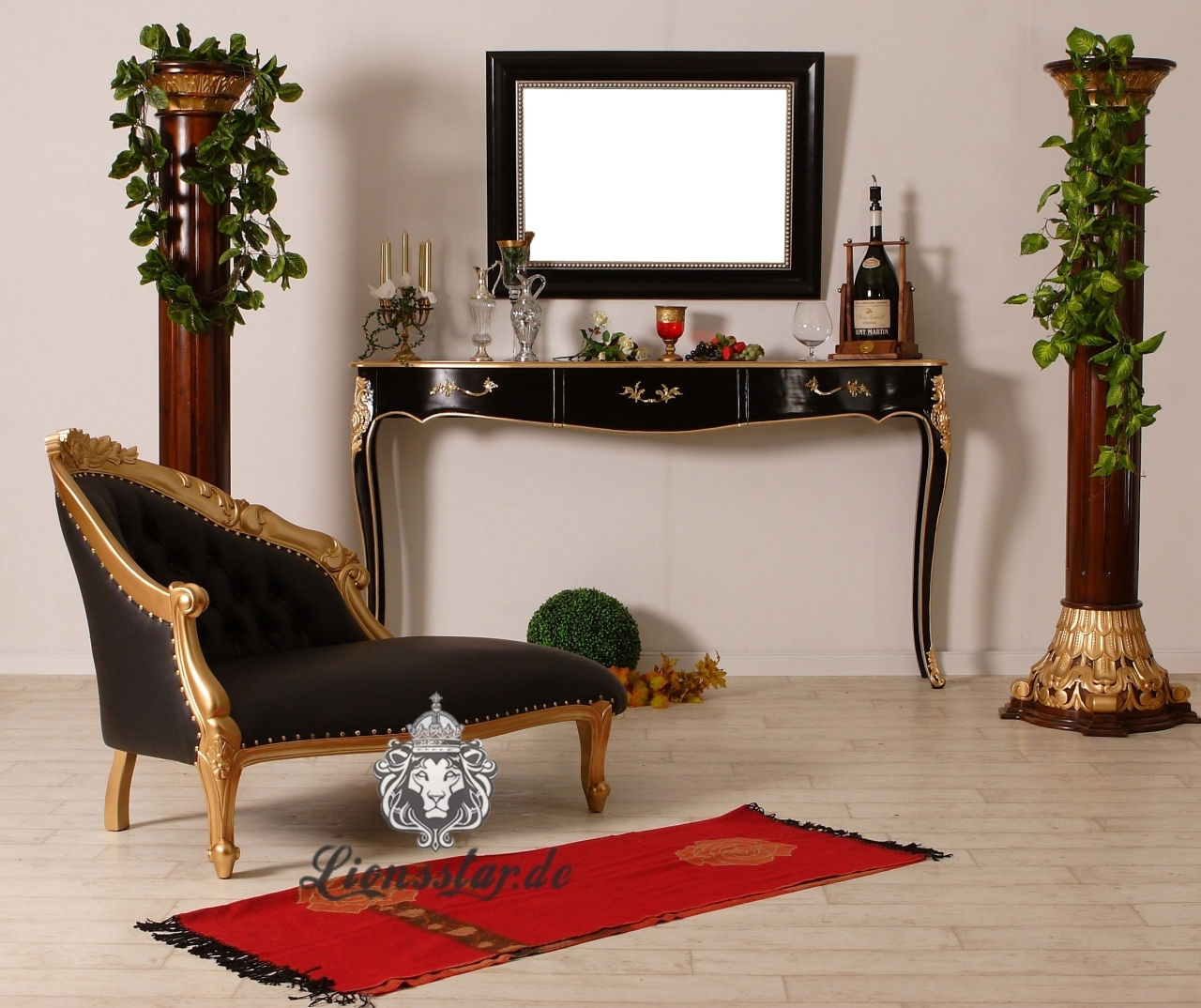 Barock Sofa Recamiere Gold-Schwarz