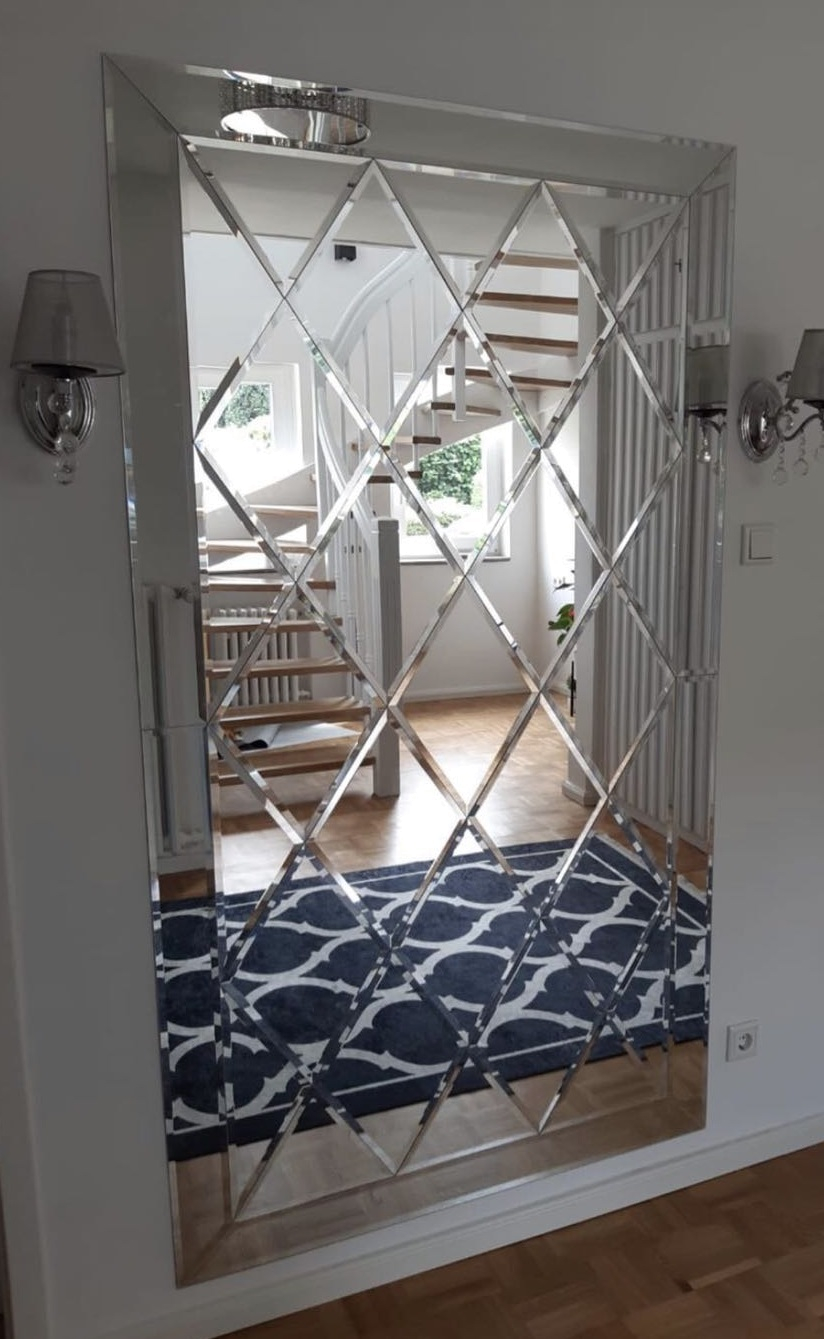 Designer Spiegelfliesen facettierte Wandfliesen 2,4 qm  Spiegel Fliesen mit Rahmen