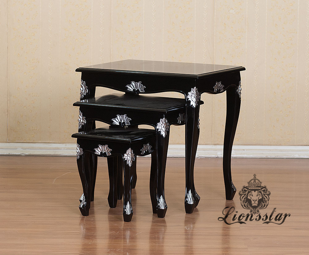 Beistelltisch Set 3 Kolonial Mahagoni 