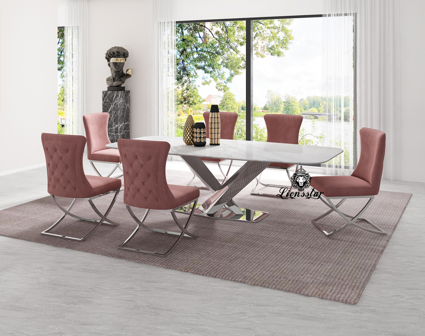 Luxus Designer Esstisch Bridge Silver
