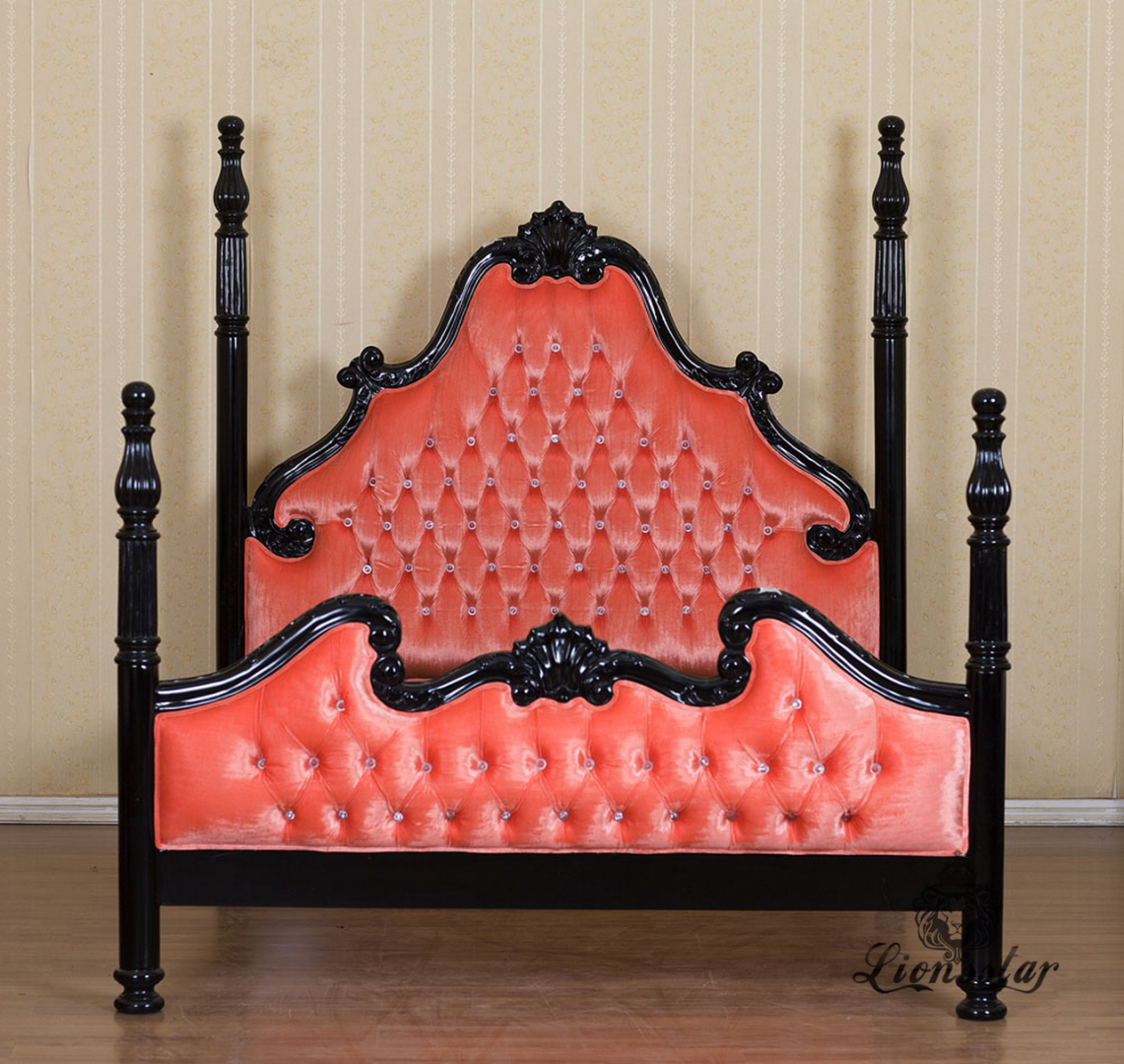 Bett Barock Orange Strass