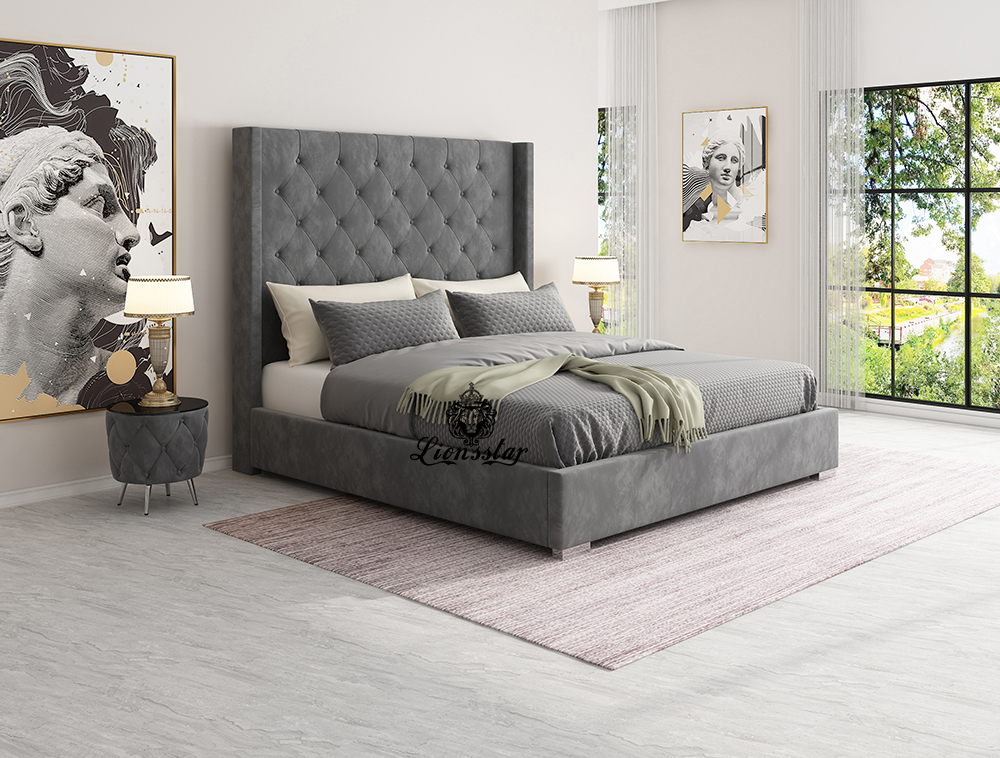 Luxus Designer Bett Chesterfield High Wall