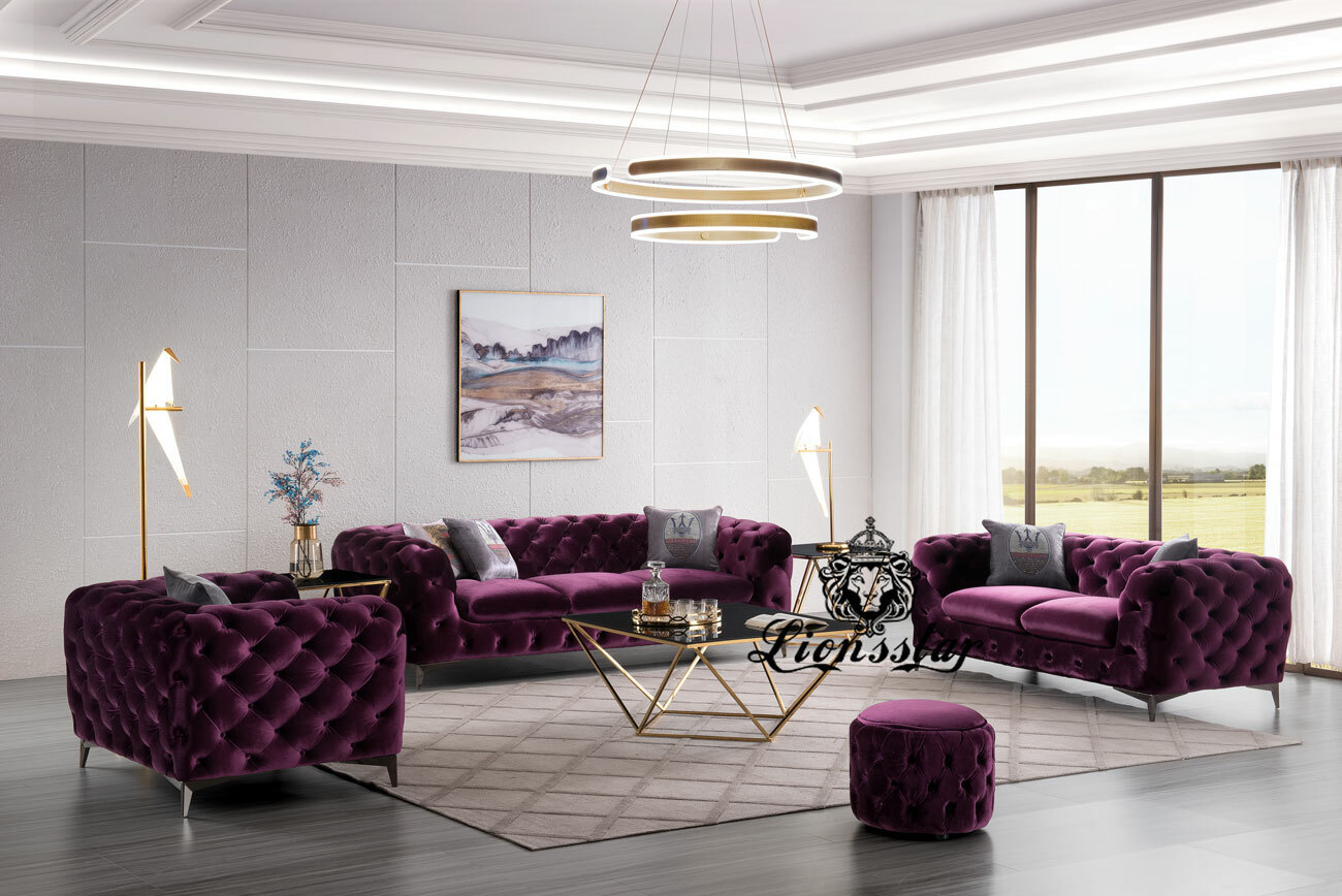 Designer Luxus Sofa Set purpur