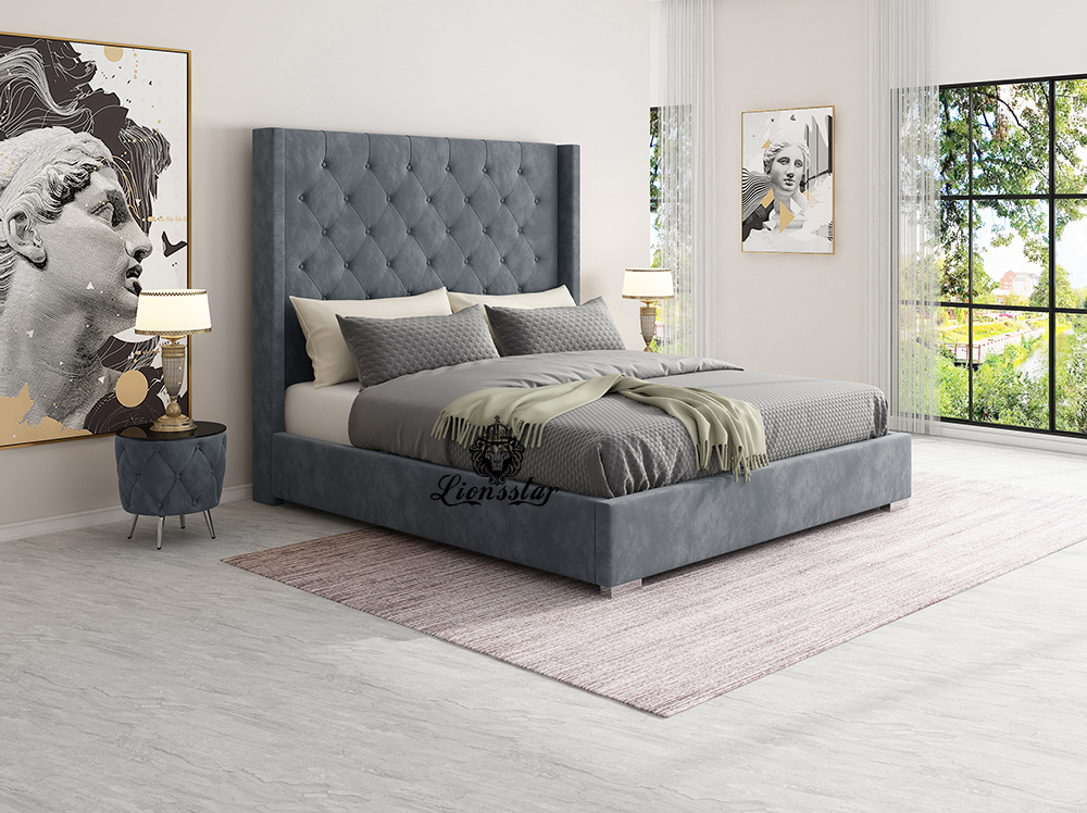 Luxus Designer Bett Chesterfield High Wall