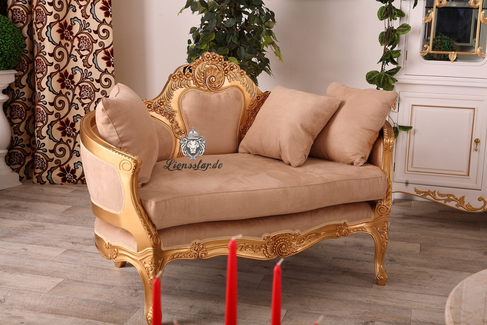 Luxus Sofa Recamiere Rococo Gold