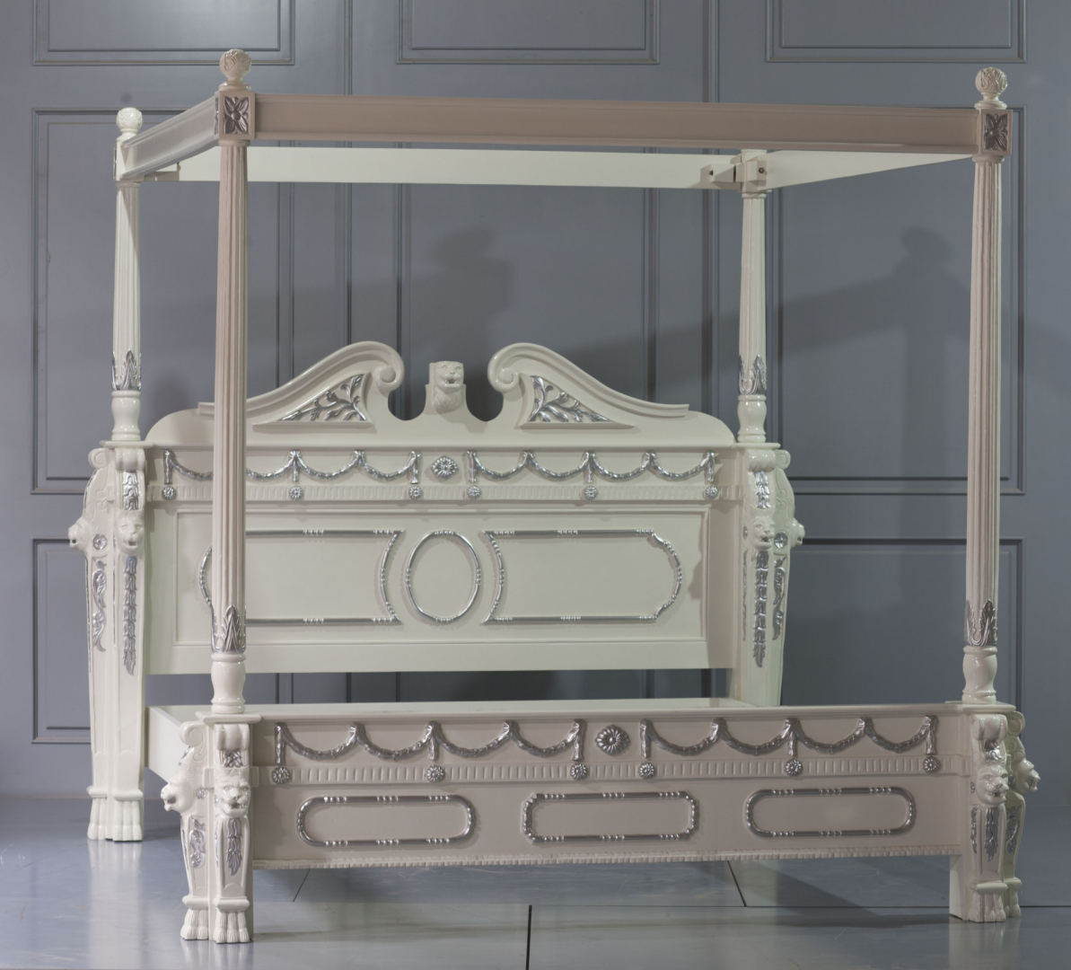 Massivholz Himmelbett-Mahagoni-Löwe