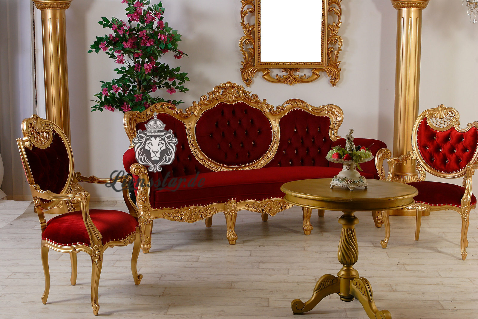 Sofa Recamiere Rococo Gold-Rot