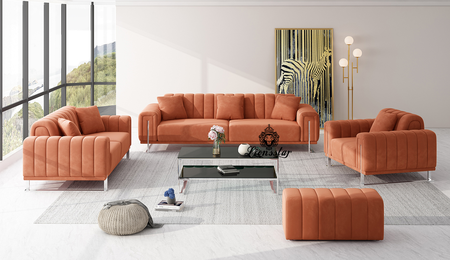  Luxus Designer Sofa Loft Style Stripes