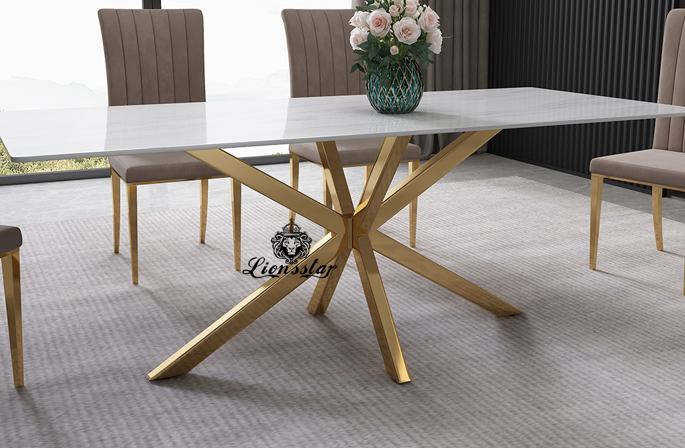 Luxus Esstisch Stripe Design Golden