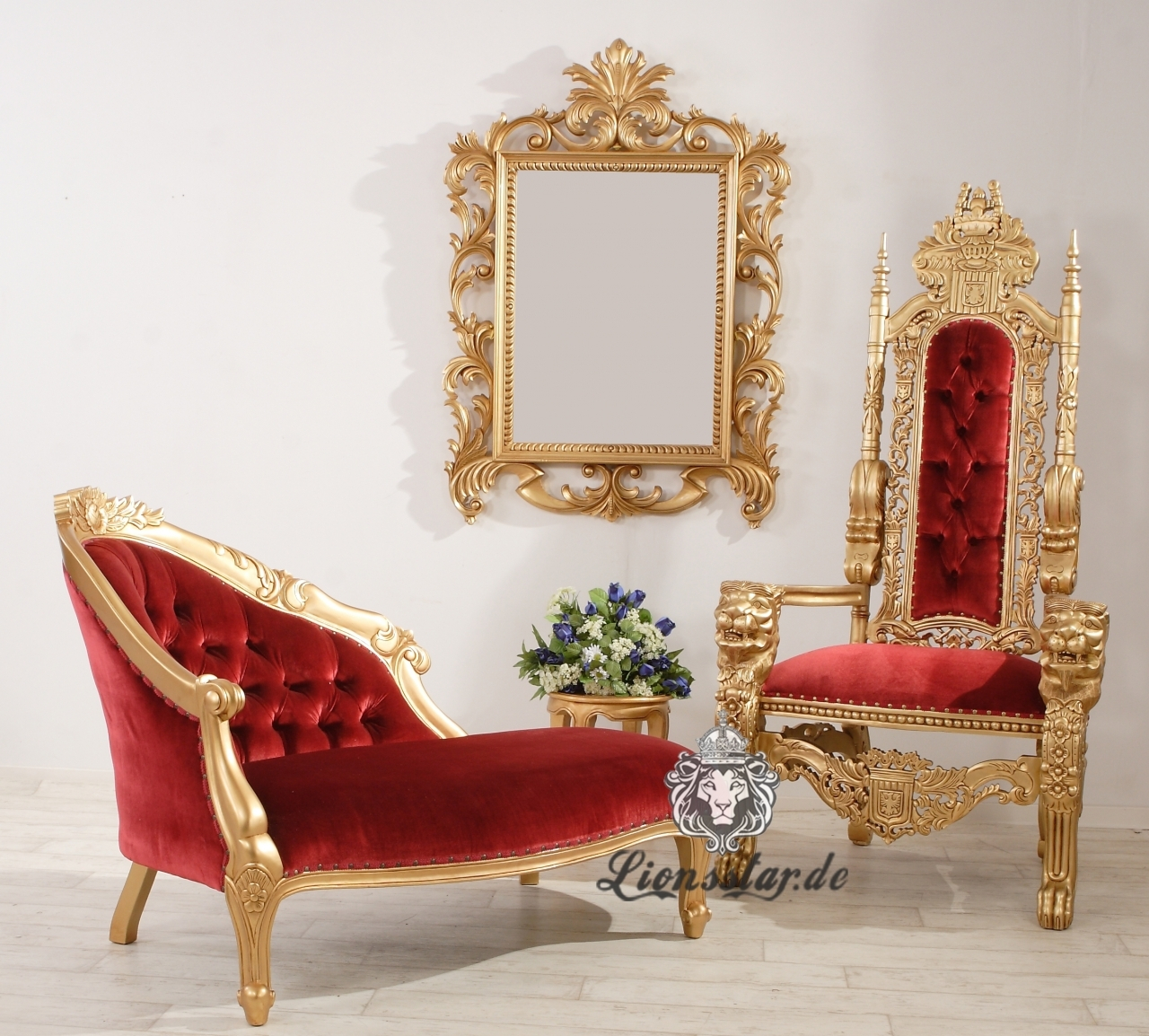 Luxus Recamiere Rococo Gold-Rot