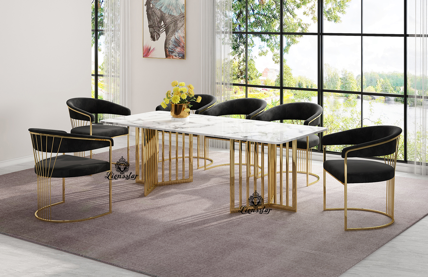 Luxus Stuhl Edel Metall Design Stripes