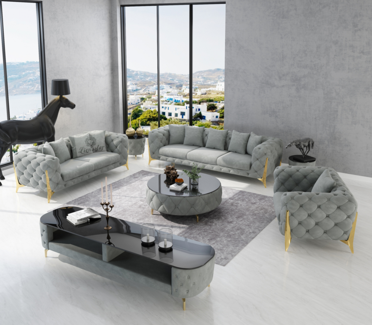 luxus design sofa set clouds high leg