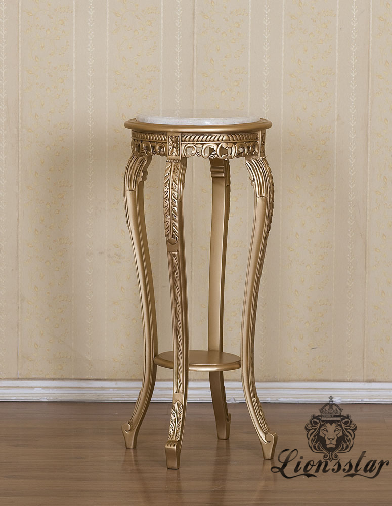 Blumensäule Pedestal-Säule-Gold-Weiß-Marmor