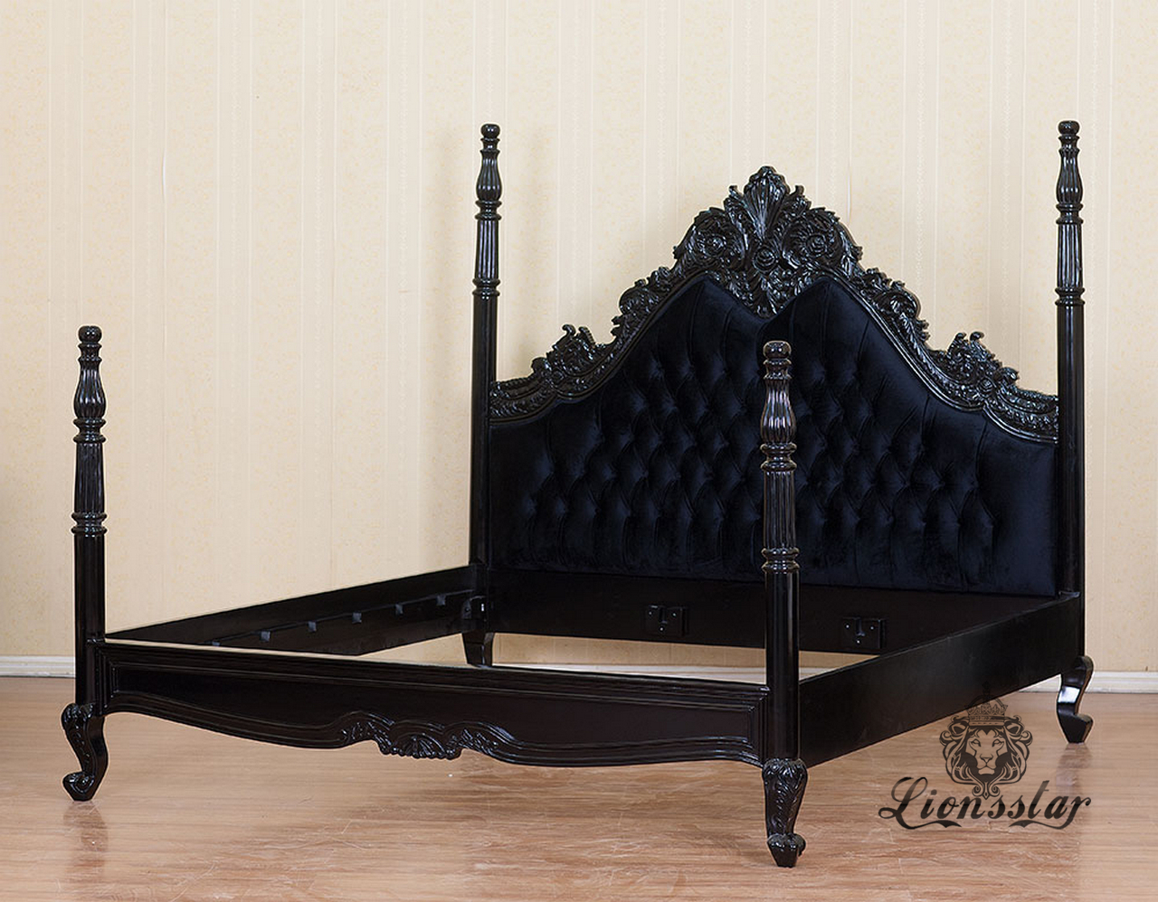 Bett Barockstil Schwarz