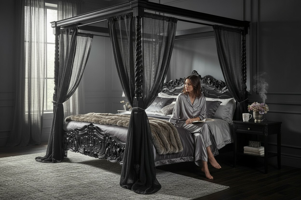 Gothic Himmelbett Schwarz