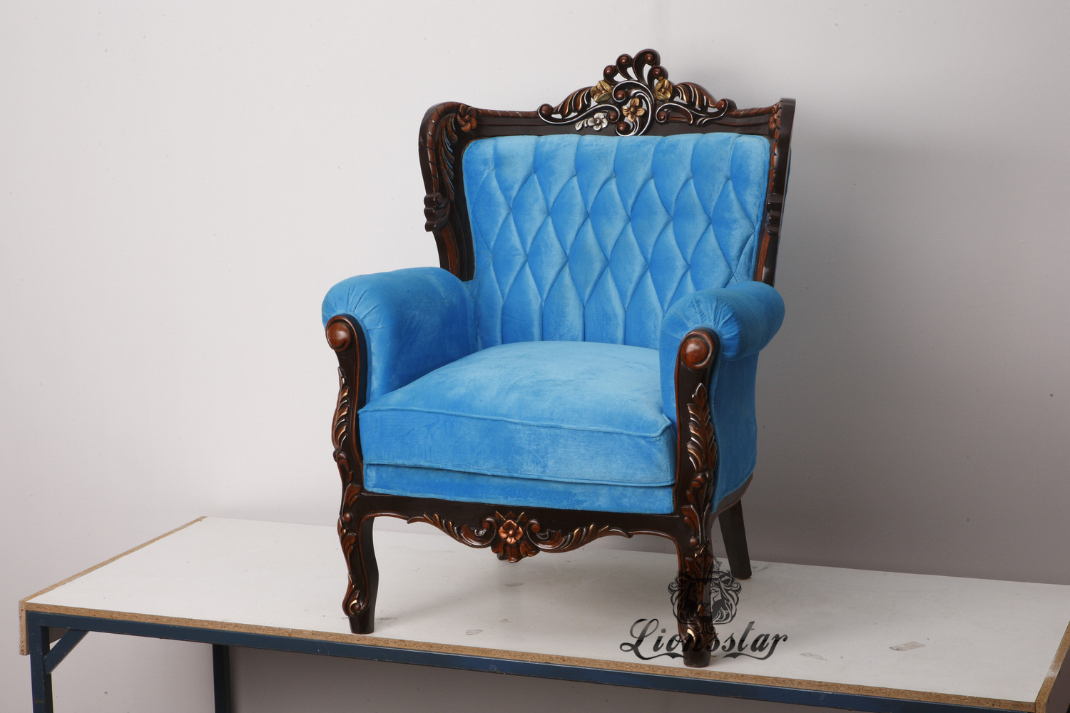 Thronstuhl Barock Blau