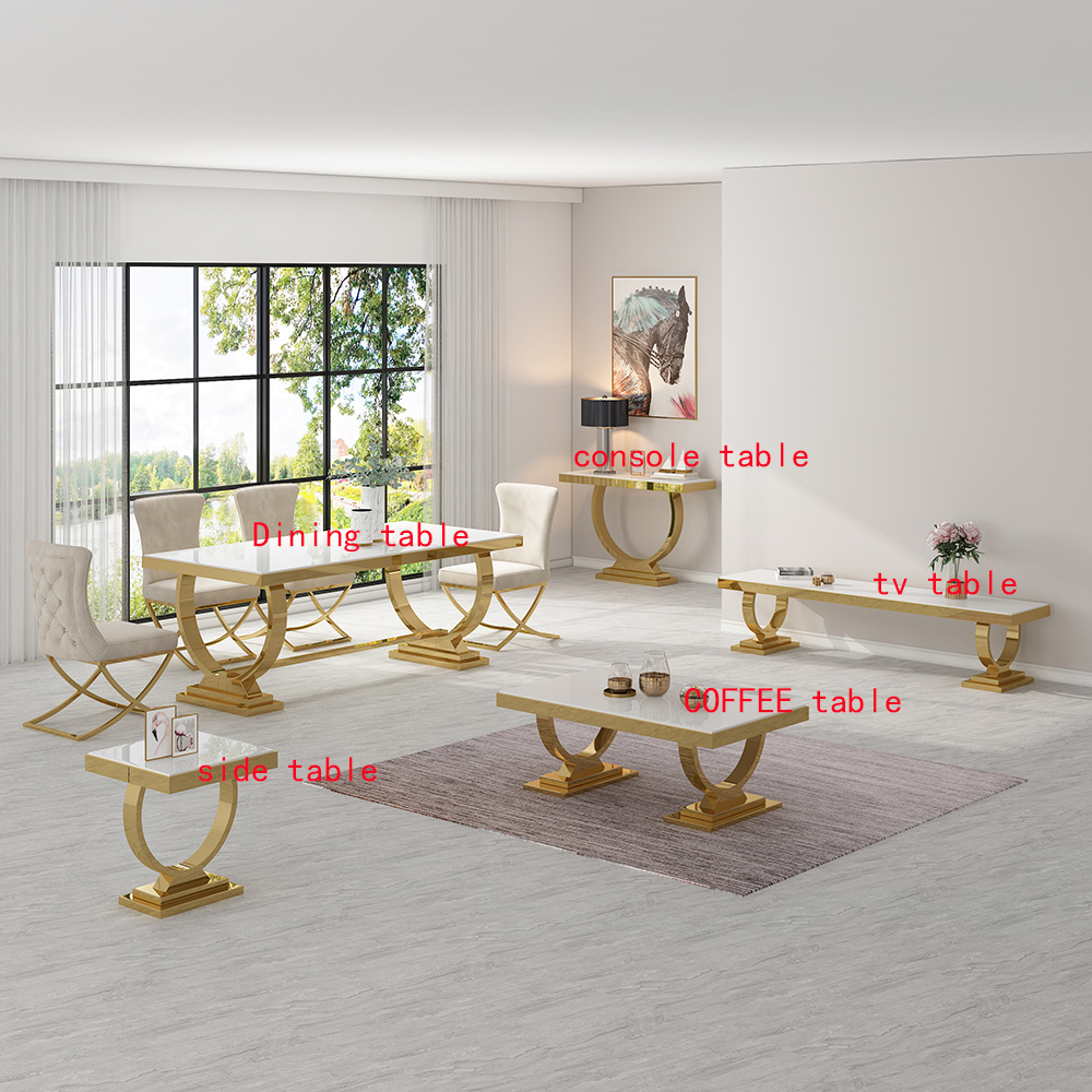Luxus Esstisch Set Loft Design Gold
