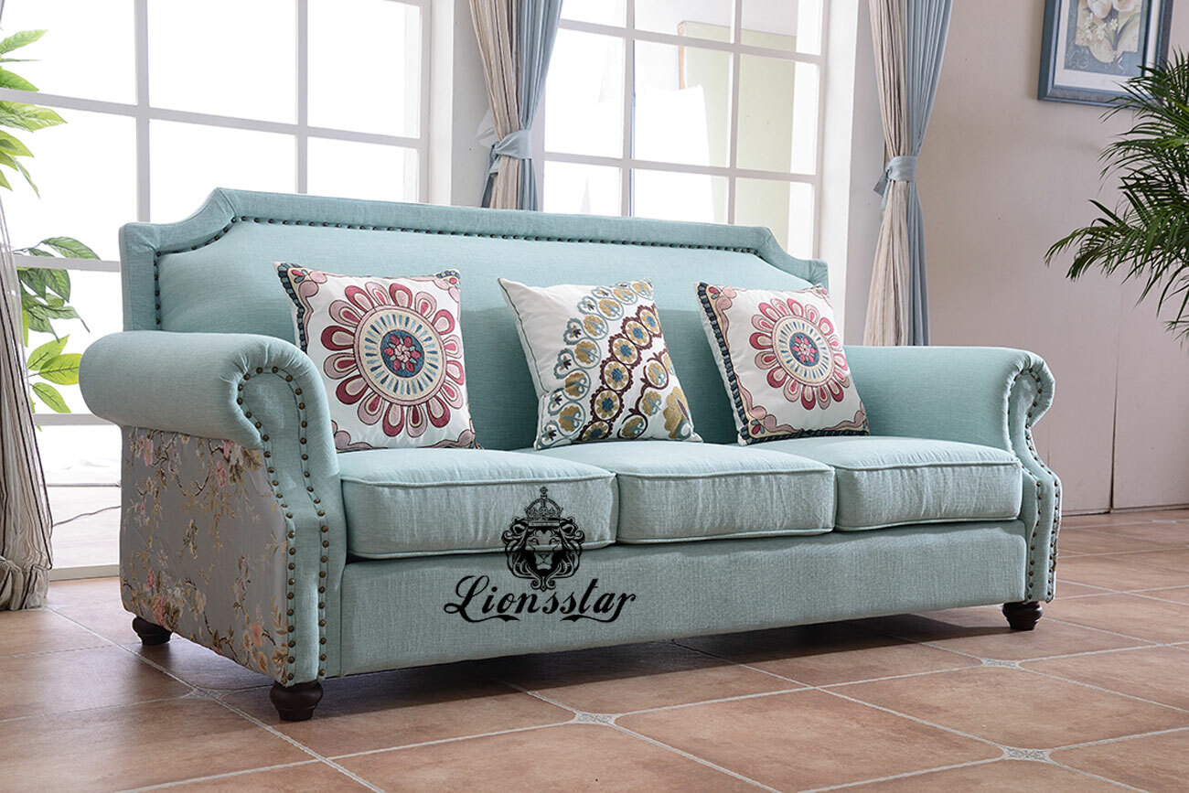 Design Sofa Set Flower Blue