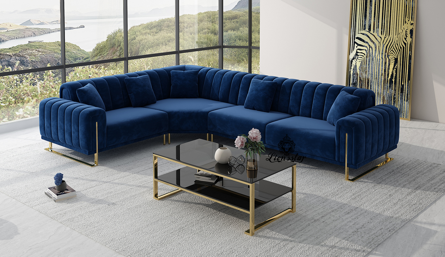 Designer Luxus Wohnlandschaft Wings High Leg L Form Designer Luxus Wohnlandschaft Wings High Leg L Form