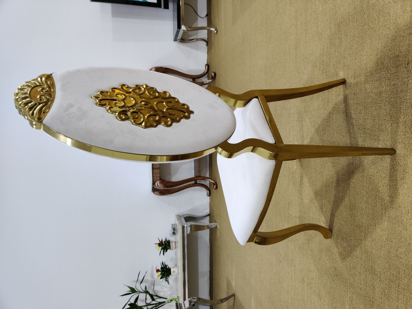 Designer Barock Stuhl Gold Rose