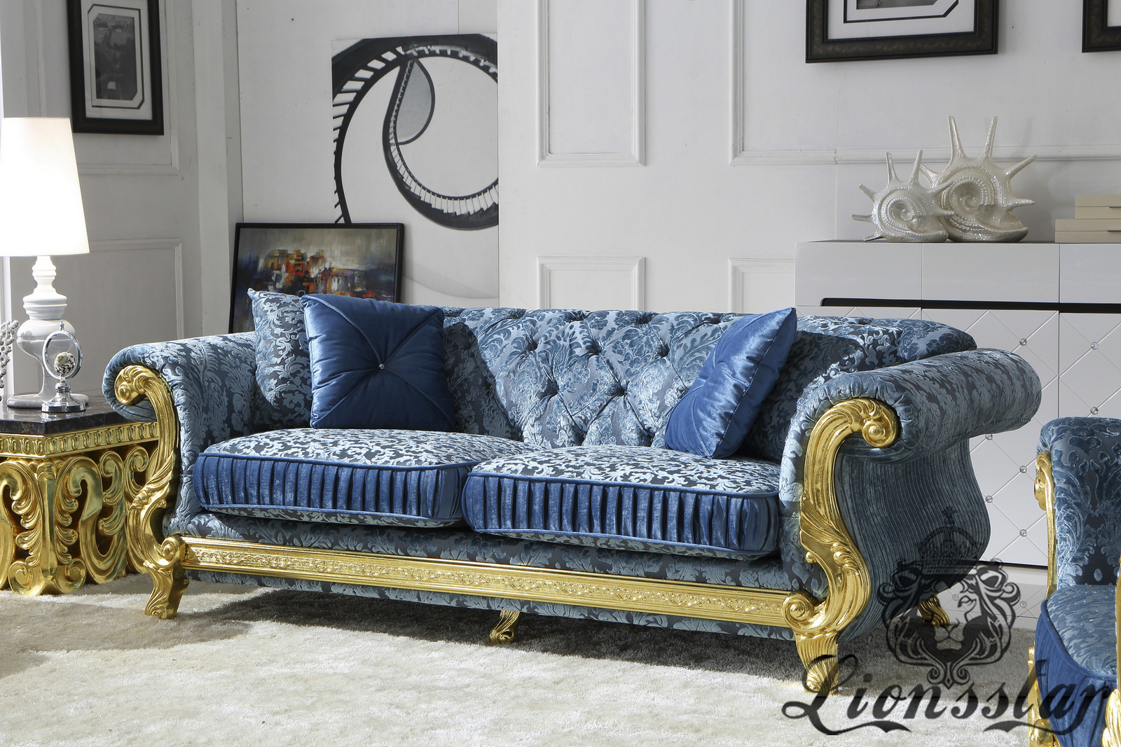 Polstersofa Barock Blau