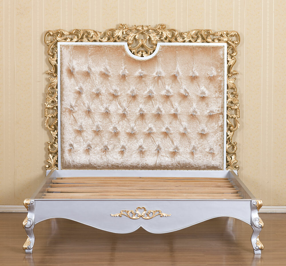 Luxus Bett im Barockstil Samtstoff