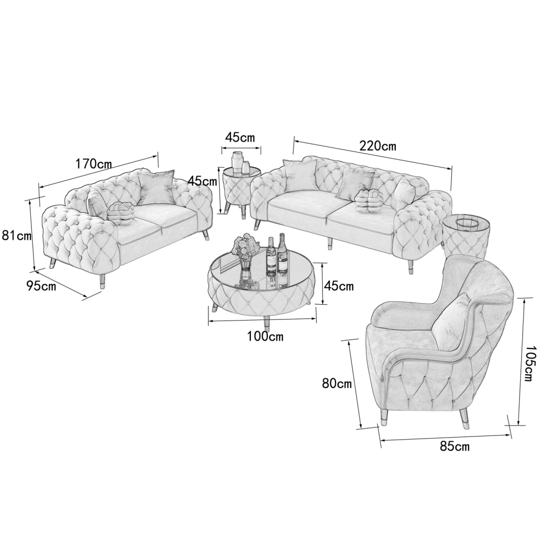 Luxus Sofaset mit Ohrensessel Colorful