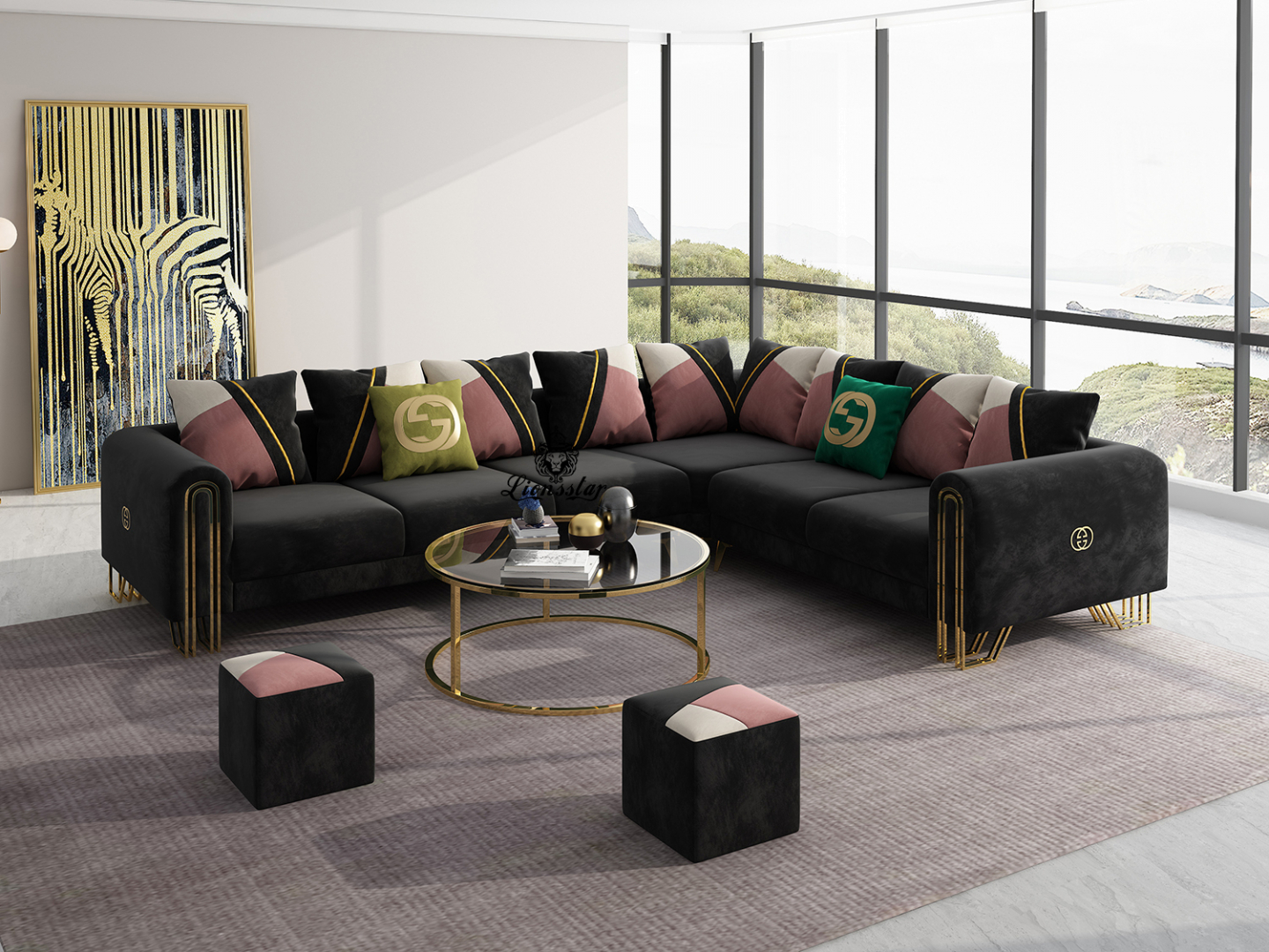 Luxus Designer Wohnlandschaft L-Form Loft-Stil Honey