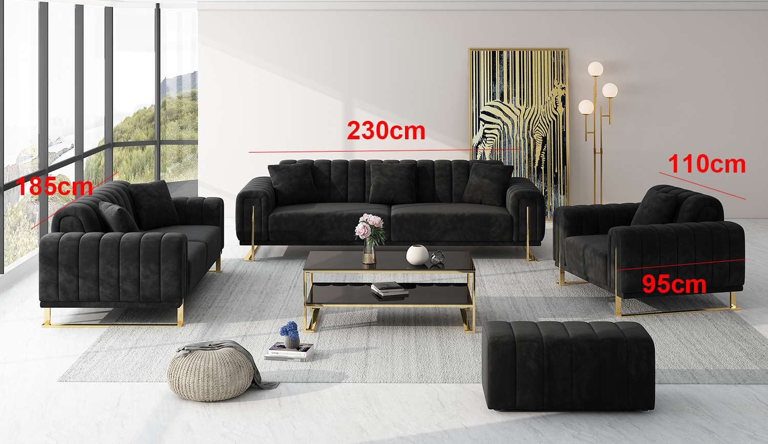  Luxus Designer Sofa Loft Style Stripes