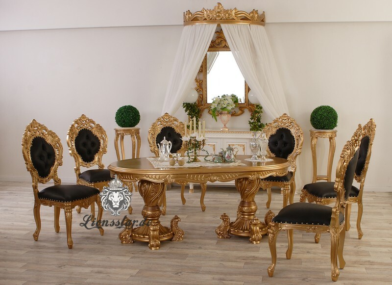 Luxus Esstisch Barock Louis Gold Schwarz