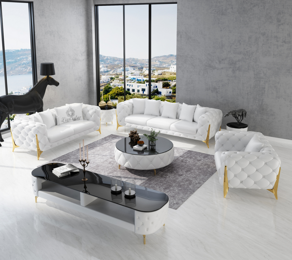 luxus design sofa set clouds high legs | lionsstar gmbh