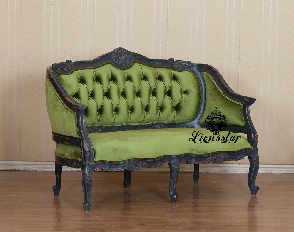 Barock Sofa Shabby Stil Velvet Gesteppt 