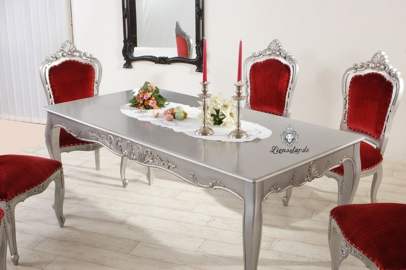 Luxus Esstisch Barock Venezia Silber