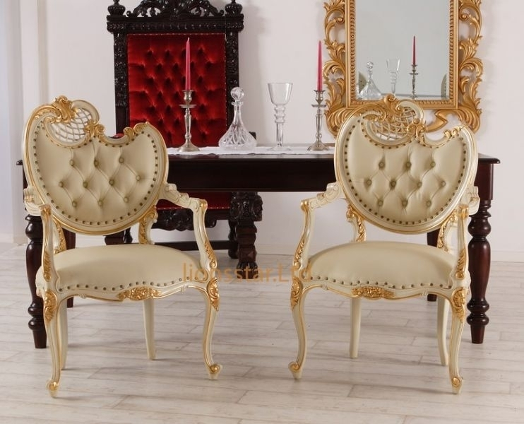 Luxus Stuhl Weiß Gold