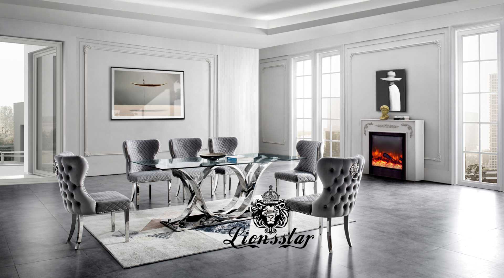 Luxus Designer Esstisch Set Klassik Industry Luxus Designer Esstisch Set Klassik Industry