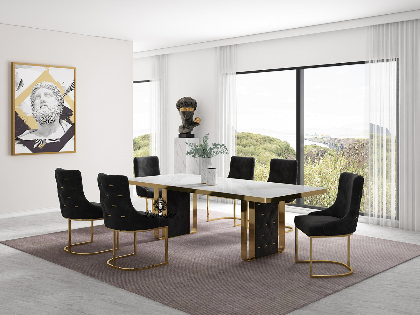 Luxus Esstisch Shine Design Golden
