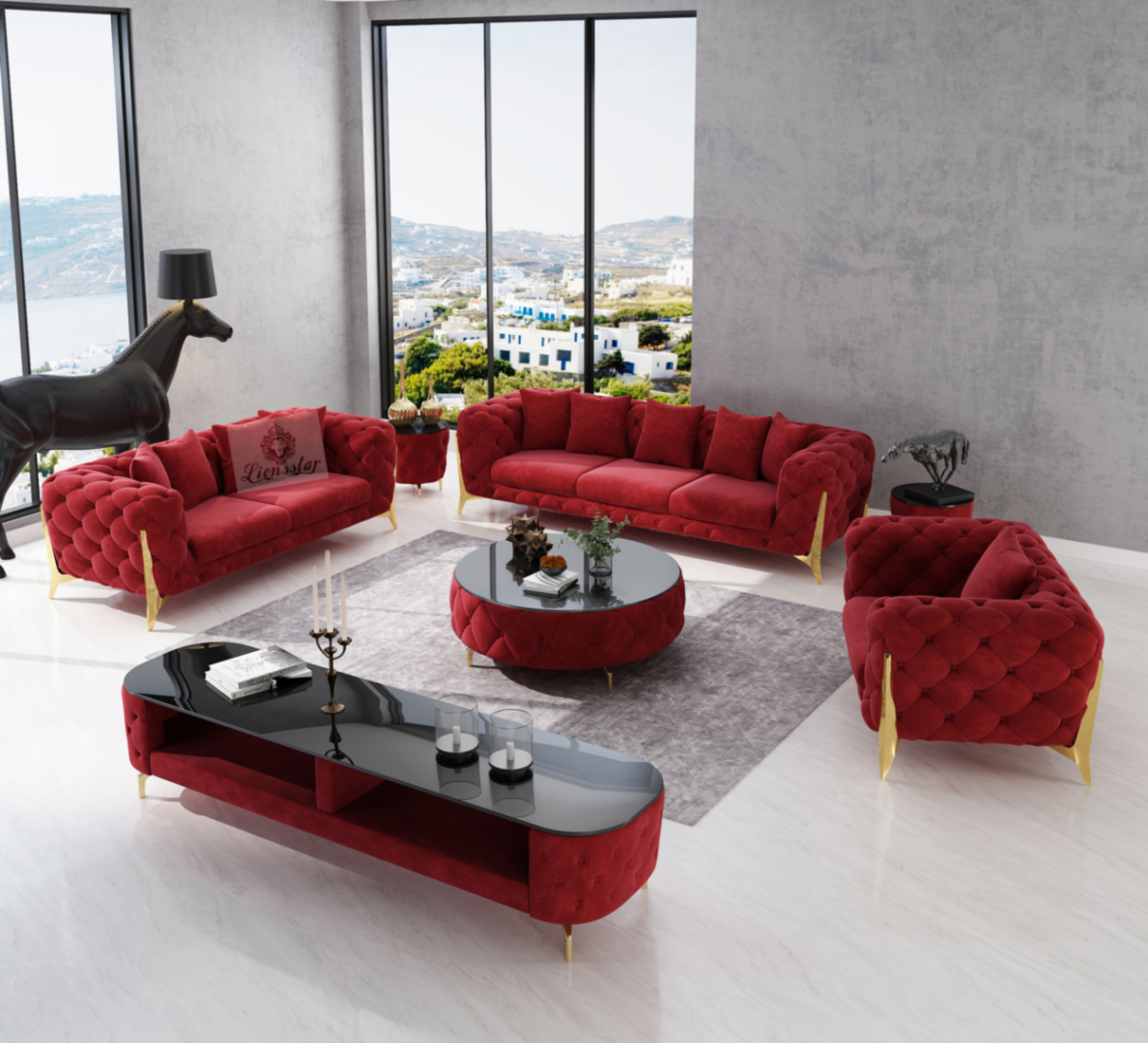 Luxus Design Sofa Set Clouds High Leg