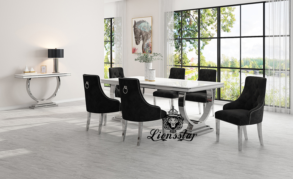 Luxus Esstisch Set Loft Design Silver