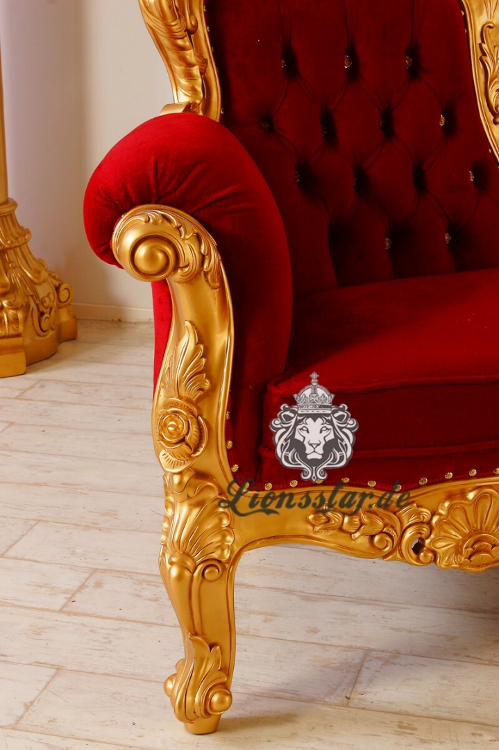 3er-Sofa Barock Weiss-Gold