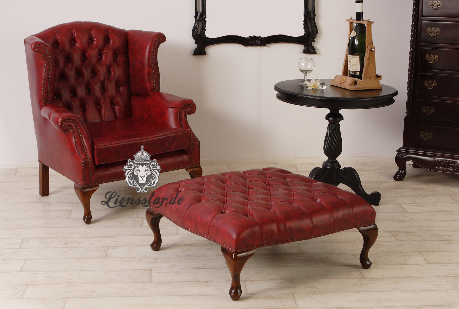 Ohrensessel Kunstleder Chesterfield