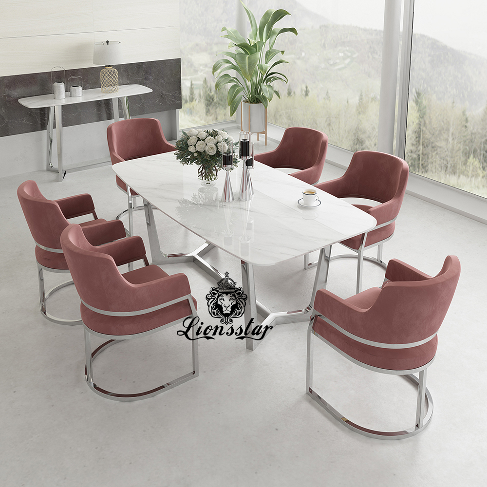 Luxus Esstisch Set Brandon Edel Metall Design