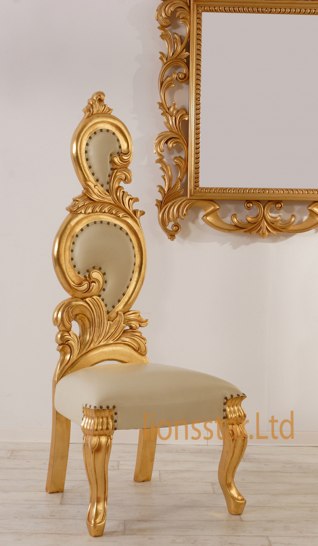 Luxus Stuhl Barock Mahagoni Gold Rose