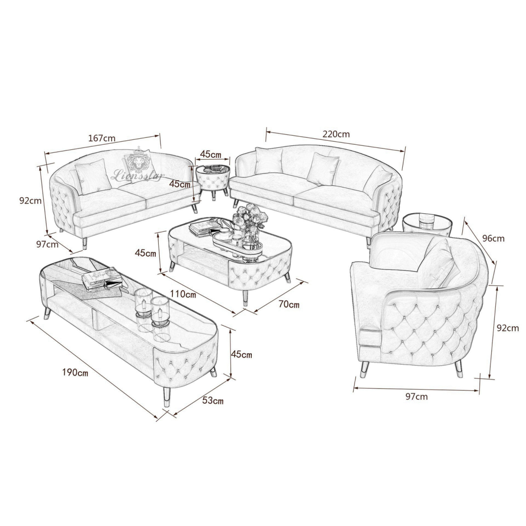 Elegantes Design Sofa-Set Aura Klassisch