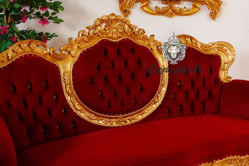 Sofa Recamiere Rococo Gold-Rot