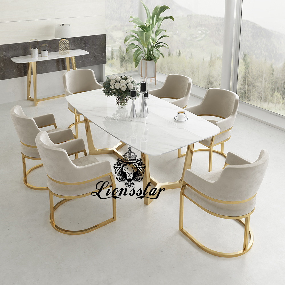 Luxus Esstisch Set Brandon Edel Metall Design