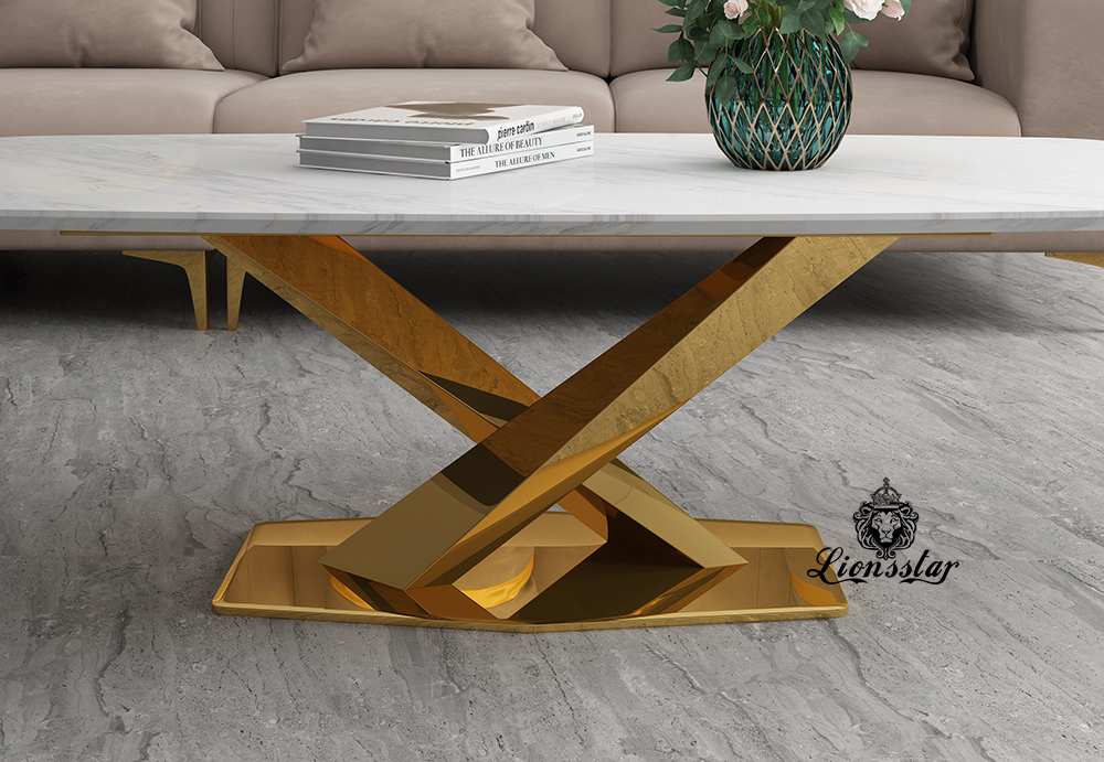 Designer Couchtisch Bridge Gold Designer Couchtisch Bridge Gold