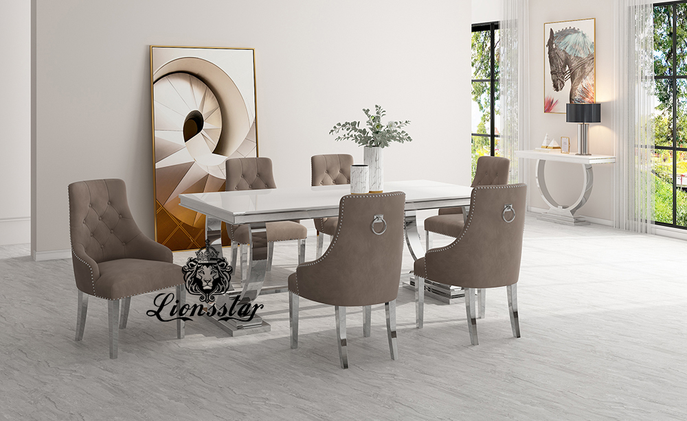 Luxus Esstisch Set Loft Design Silver Luxus Esstisch Set Loft Design Silver